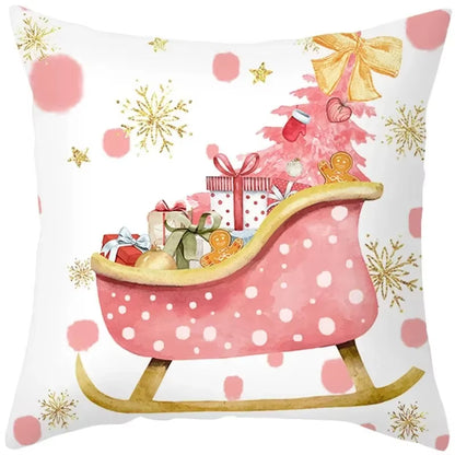 45Cm Christmas Cushion Cover Pillowcase 2025 Christmas Decorations for Home Ornament Xmas New Year Christmas Decor 2026 Noel