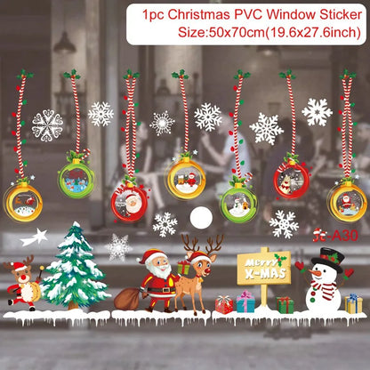 Christmas Window Stickers Christmas Wall Sticker Kids Room Wall Decals Merry Christmas Decorations for Home New Year Stickers