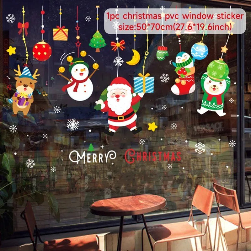 Christmas Window Stickers Christmas Wall Sticker Kids Room Wall Decals Merry Christmas Decorations for Home New Year Stickers