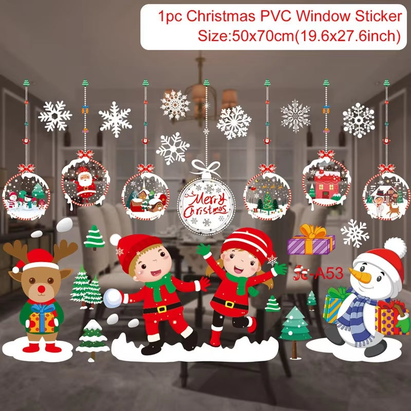 Christmas Window Stickers Christmas Wall Sticker Kids Room Wall Decals Merry Christmas Decorations for Home New Year Stickers