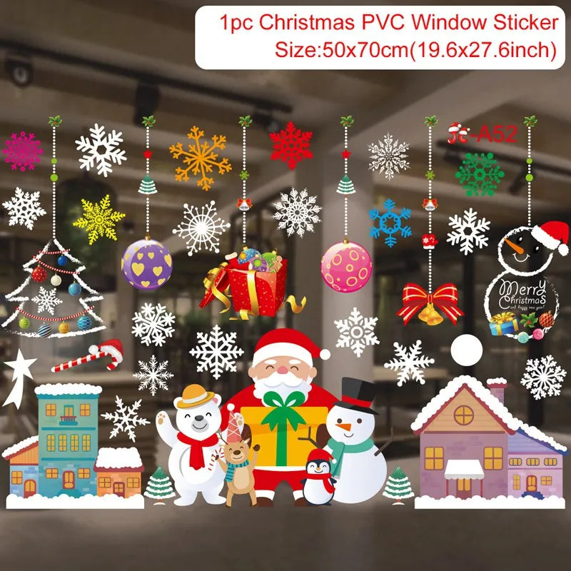 Christmas Window Stickers Christmas Wall Sticker Kids Room Wall Decals Merry Christmas Decorations for Home New Year Stickers