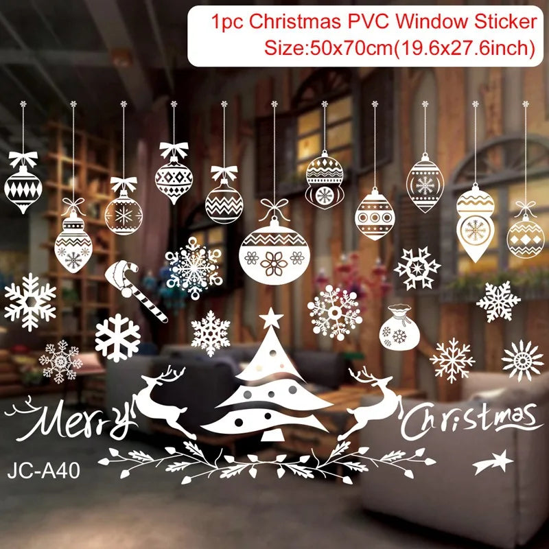 Christmas Window Stickers Christmas Wall Sticker Kids Room Wall Decals Merry Christmas Decorations for Home New Year Stickers