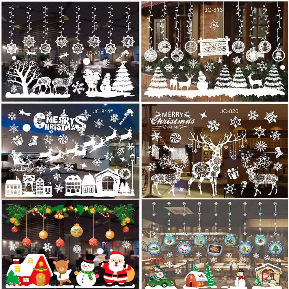 Christmas Window Stickers Christmas Wall Sticker Kids Room Wall Decals Merry Christmas Decorations for Home New Year Stickers