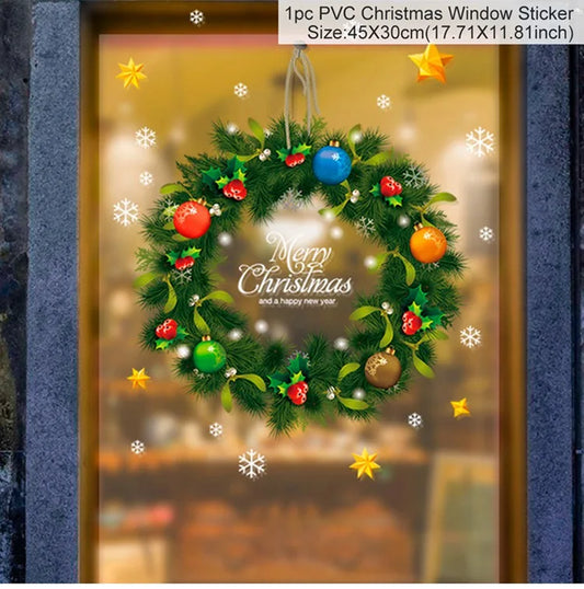 Christmas Window Stickers Christmas Wall Sticker Kids Room Wall Decals Merry Christmas Decorations for Home New Year Stickers