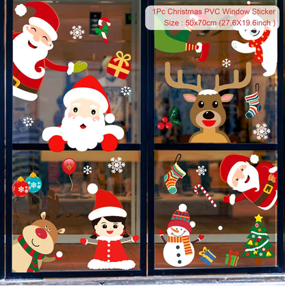Christmas Window Stickers Christmas Wall Sticker Kids Room Wall Decals Merry Christmas Decorations for Home New Year Stickers