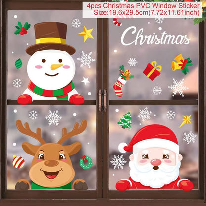 Christmas Window Stickers Christmas Wall Sticker Kids Room Wall Decals Merry Christmas Decorations for Home New Year Stickers